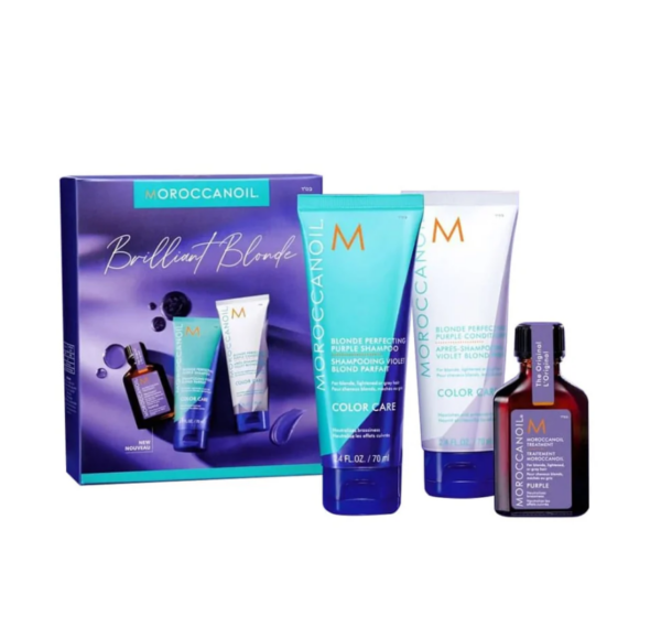 Moroccanoil Brilliant Blonde Travel Set Trio Σετ Περιποίησης για Διατήρηση Ξανθών Μαλλιών