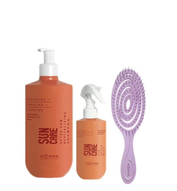 KYANA SUNCARE SET ( After sun revitalising shampoo 250ml, Sun shield mist 150ml, Βούρτσα Μαλλιών Kyana Bio-Friendly )