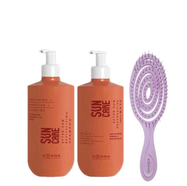 KYANA SUNCARE SET ( After sun revitalising shampoo 250ml, after sun restorative mask 250ml, Βούρτσα Μαλλιών Kyana Bio-Friendly)